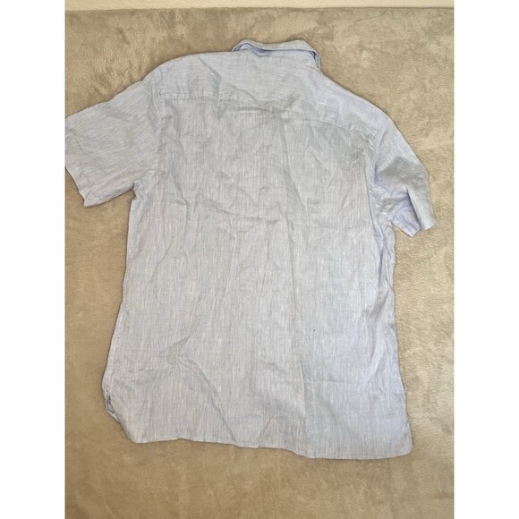 John Henric Sweden Mens Button Down Shirt Size XL Blue 100% Linen Casual NWT - Picture 8 of 11